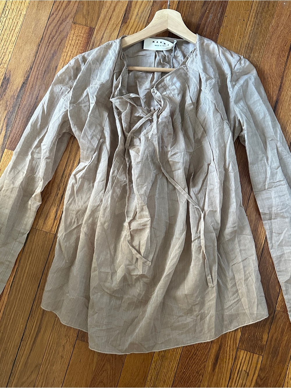 Y2K NWT Marni Beige Tie-Neck Blouse